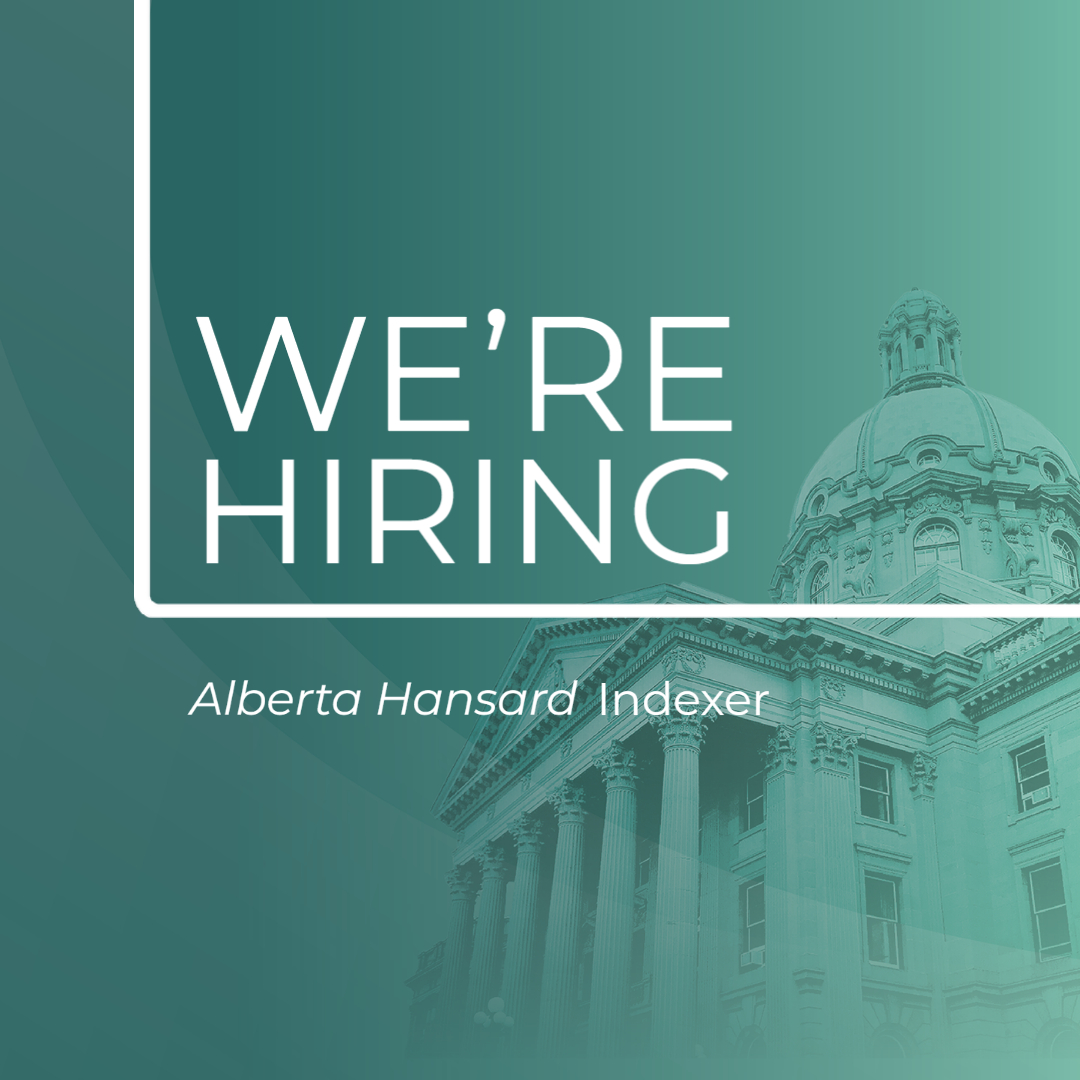 LegAssemblyofAB's tweet image. The Legislative Assembly Office is looking for an Indexer to join the Alberta Hansard team. 
If you can work with considerable independence and under tight timelines to create subject and speaker indexes, apply by May 19 at assembly.ab.ca/about/careers/….
#ablegjobs #albertajobs #ableg