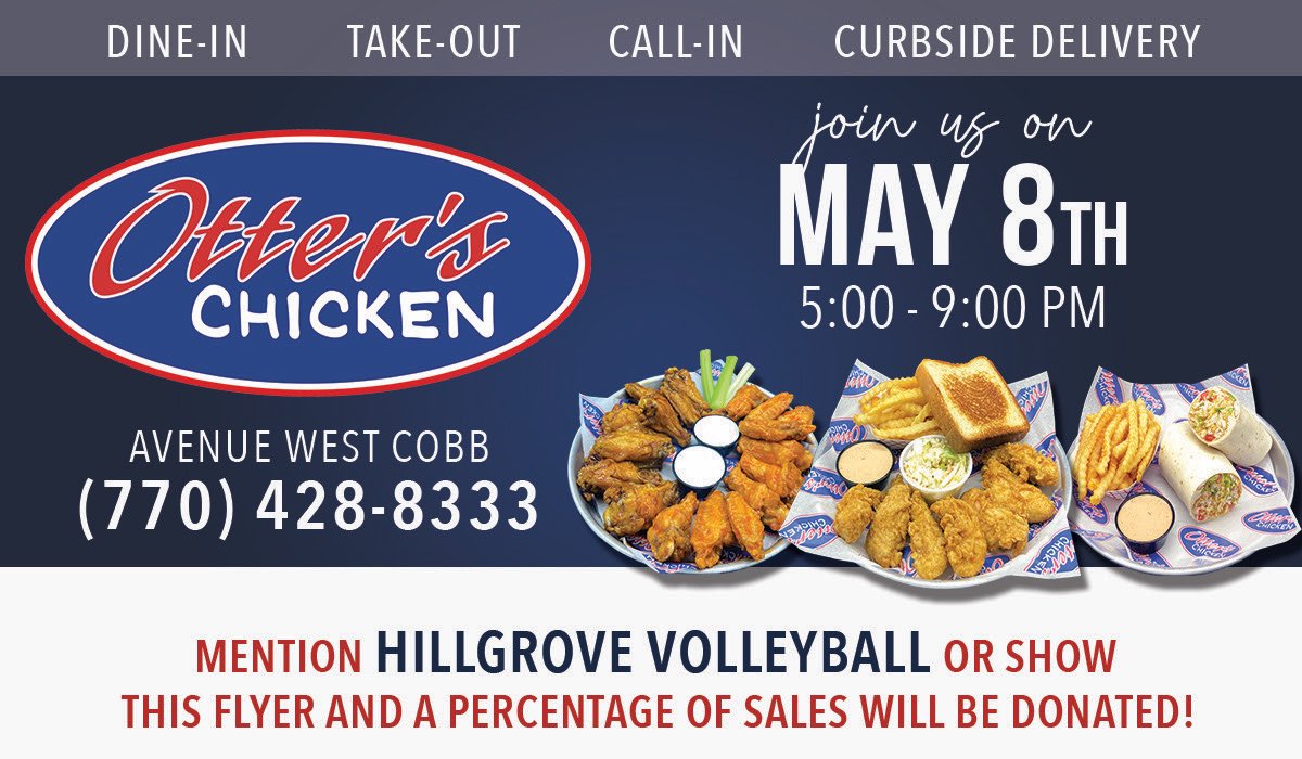 Calling all Hillgrove Volleyhawks! Join us Monday at Otter’s for Spirit Night. A percentage of the sales go toward helping your Hawks defend that region championship. Show this ad to help us reach our goals!

#hillgrovevolleyball #otterschicken