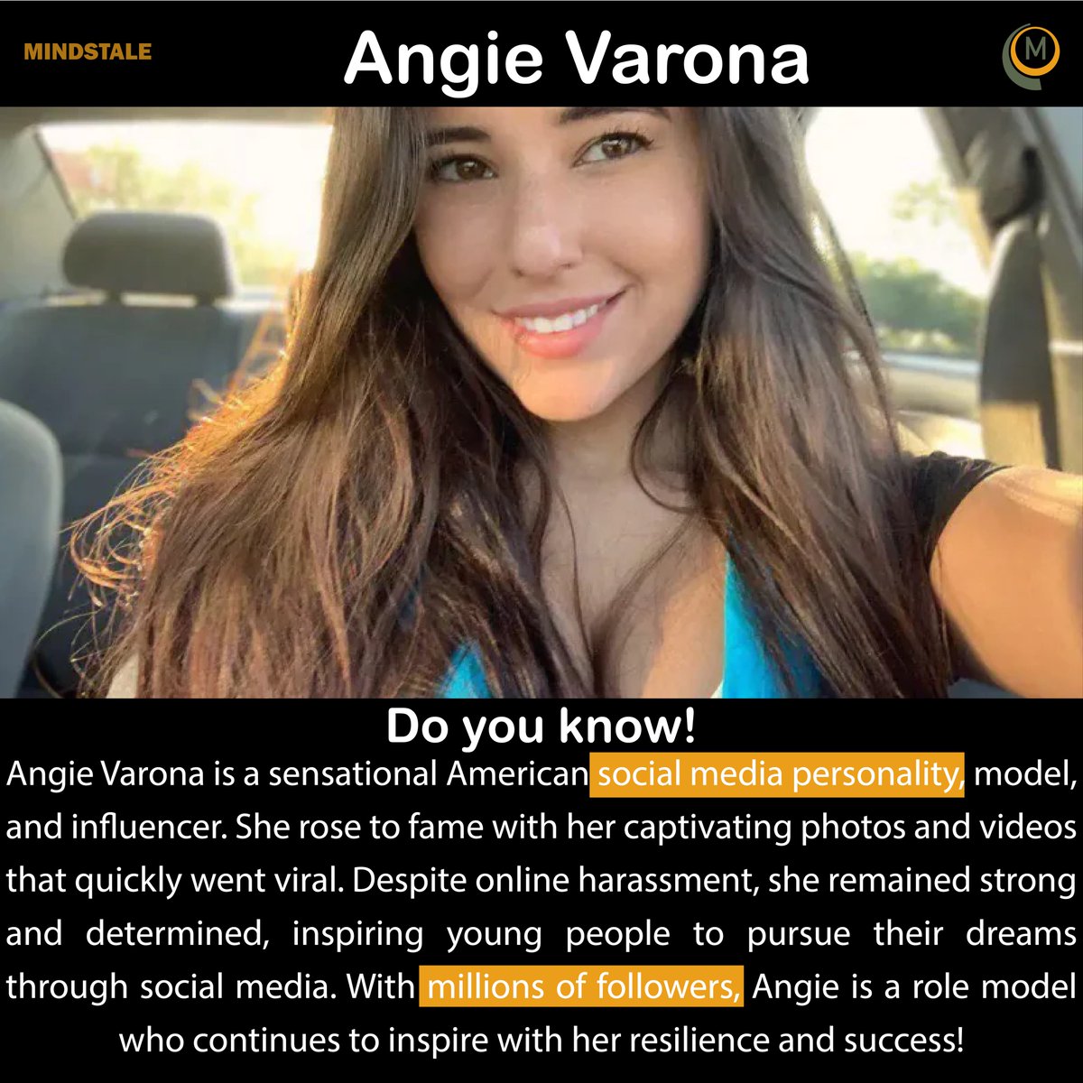 mindstale000's tweet photo. Angie Varona: American social media sensation and model
She is an inspiration to many young people who are looking to build a career through social media platforms.
For more info, visit the link below:
https://t.co/TlY6RLF4w3
#angievarona
#angievaronaofficial
#angievaronaage https://t.co/NGFRmkobo7