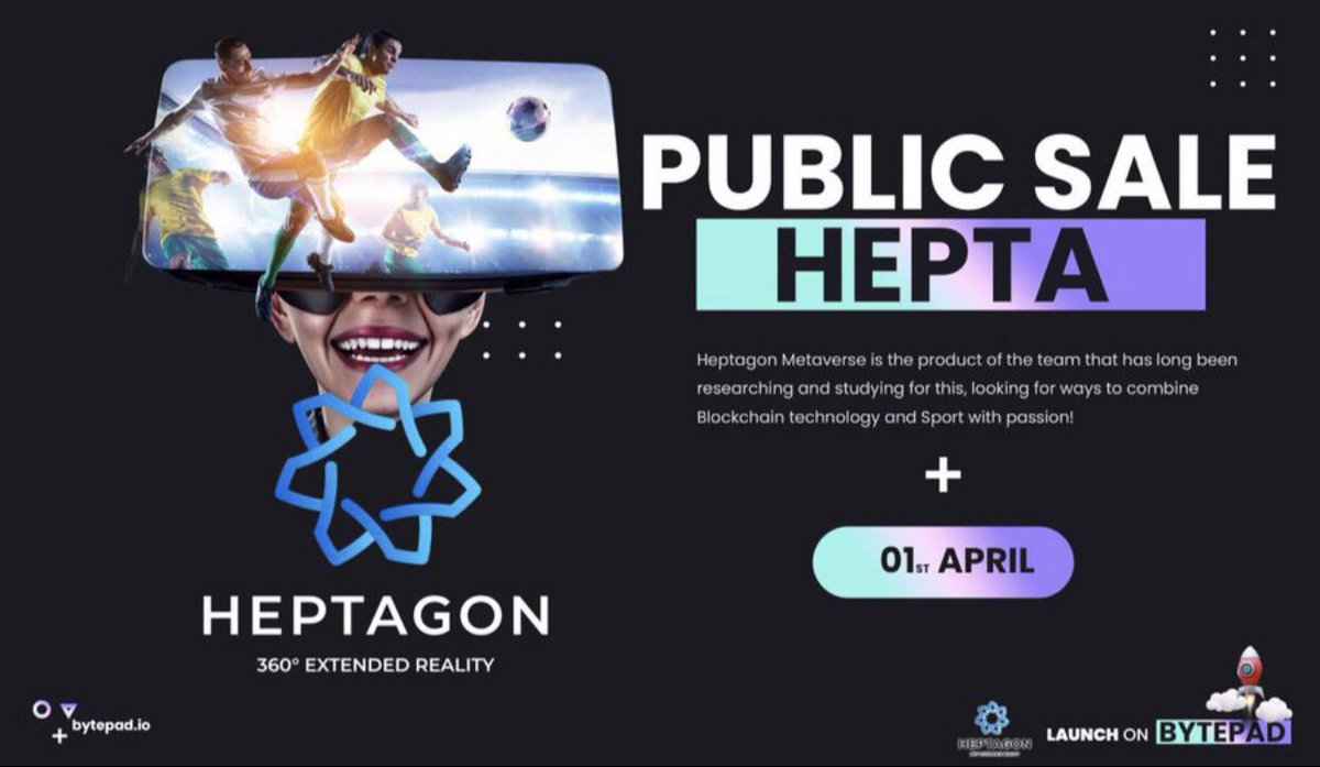 🔥 **$HEPTA PUBLIC SALE IS GOING ON🔥

🌟 Do not miss public sale opportunities Heptagon's $HEPTA Tokens one of the leaders in Sports Metaverse!

Total Supply: 320.000 $HEPTA 
Don’t be late and buy from <a href="/bytepad/">Bytepad</a> #Crypto #BTC #Binance #ETH #Metaverse #Livesportstream #NFT
