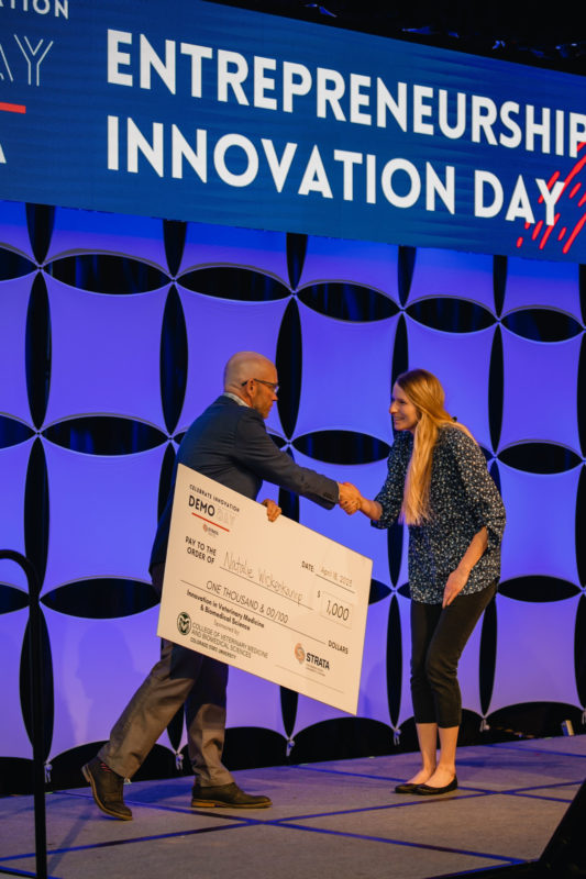 CSU_MIP's tweet photo. 👏Congratulations to #MIP PhD candidate Natalie Wickenkamp for receiving the 'Innovation in Veterinary Medicine and Biomedical Sciences' award at the 2023 #CSUDemoDay! She presented ongoing @KadingLabCSU research on "Tracking #Mosquitoes Using Edible #Microcrystals".🦟 https://t.co/iPKQ9qXFbx