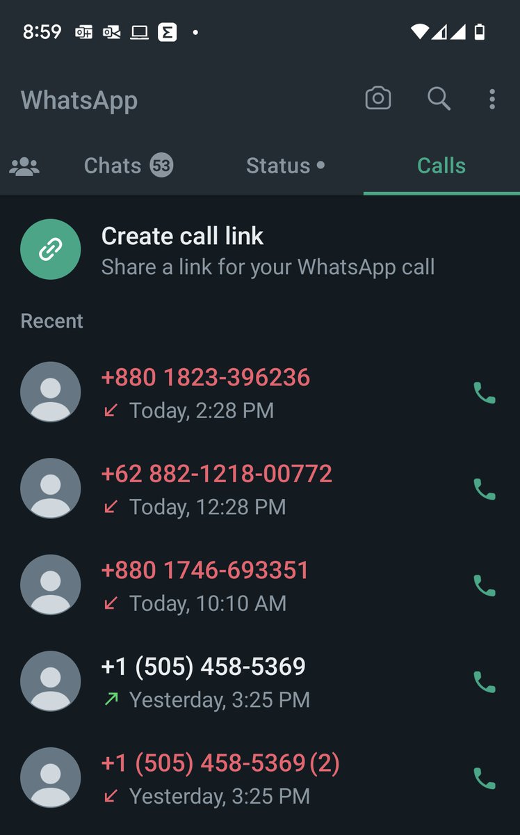 gmanendra's tweet photo. @WhatsApp we are getting a lot of fake/spam missed calls these days looking for a fix soon. https://t.co/NaWkK3Rykr