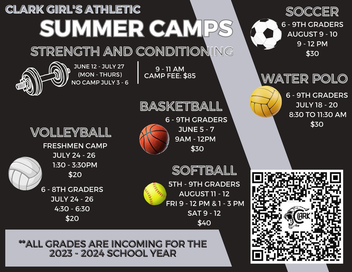 Here is our camp information for this summer. Get signed up for strength and conditioning and any other camp that interests you.