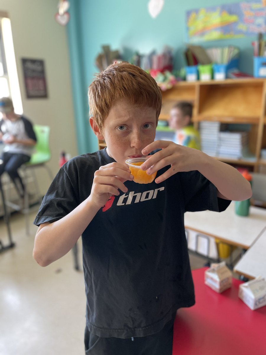 Trying some fruits and veggies from our lunches! <a href="/activebayman/">Corey Samson</a> #VeggiesandFruitNL2023