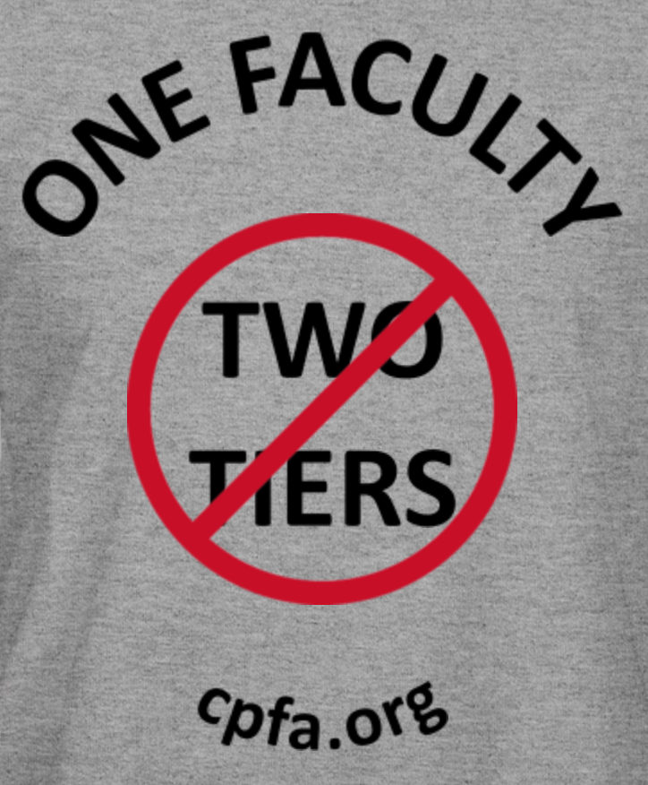 One Faculty, One Tier! 📢 Join us Saturday, May 6, 2023, at the CPFA Annual Conference, "One-Tier: It's Time," on Zoom from 10am to 4:30pm. It’s time to make a one-tier system that is just and fair for all California Community College faculty! - mailchi.mp/cpfa.org/may-6…