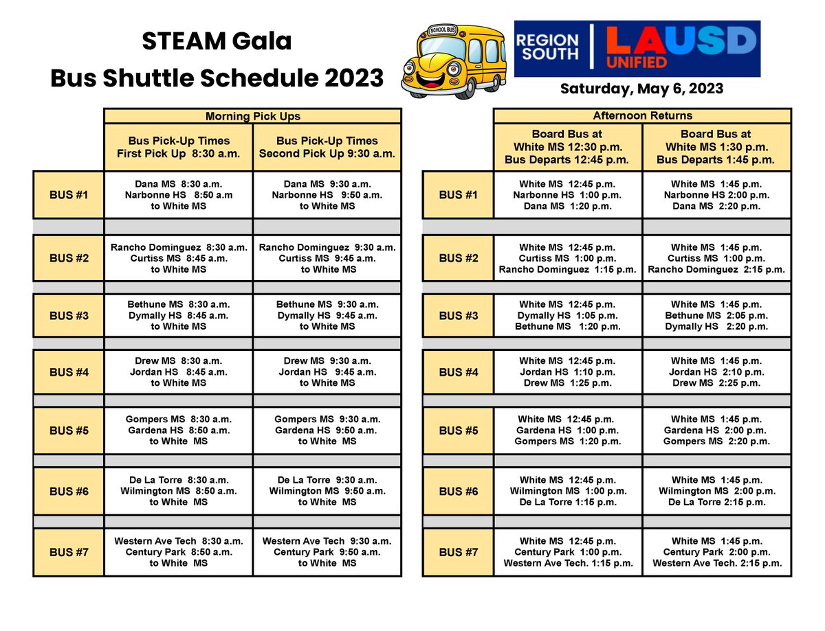Join us for Region South’s STEAM Gala: celebrating our students as they become scientists, technologists, engineers, artists and mathematicians. Shuttle buses to and from the event will be available from 14 schools.

Saturday, May 6th 9am to 2pm
at Stephen White Middle School