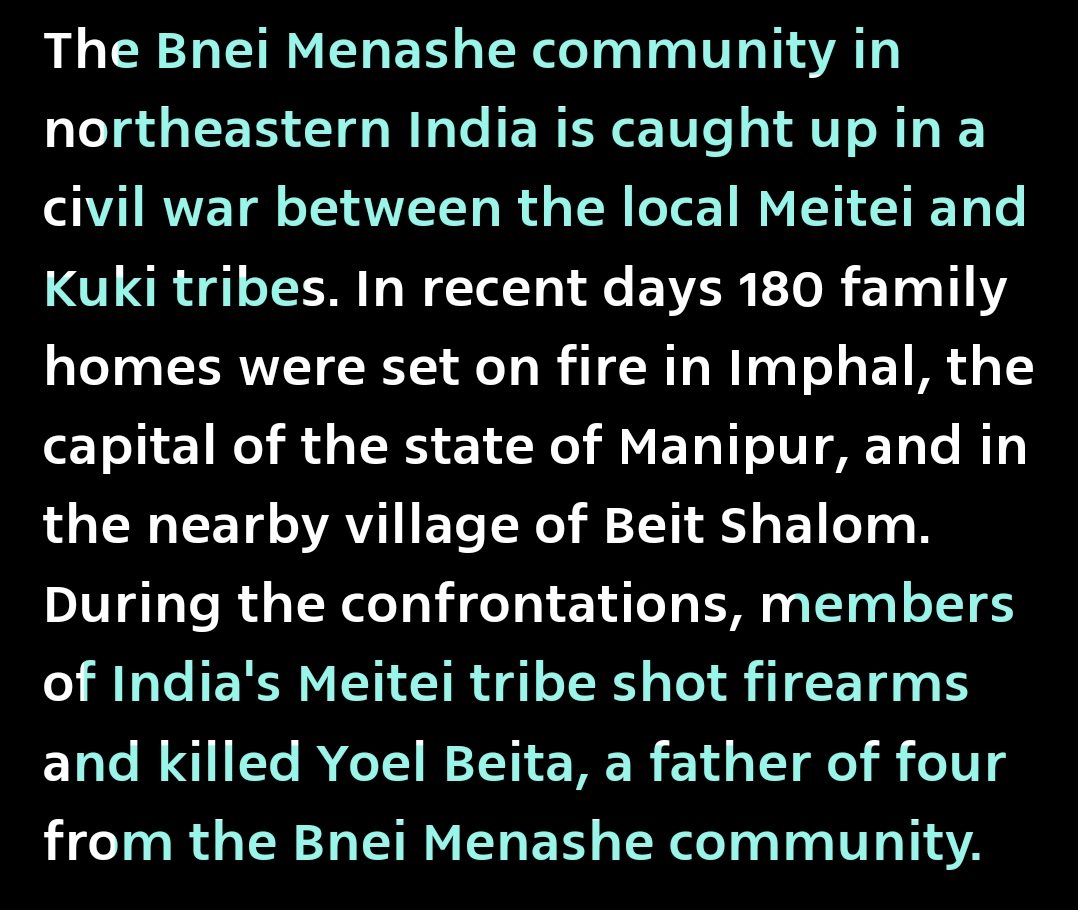 1vinci6le's tweet photo. Sharing an article from @ytnetnews.com a Jewish Israeli news paper. 

Bakths and the #Meitei can read it clearly that it's the #Meitei who initiated the violence. 

#Kuki r completely innocent &amp; are victims in these riots.

New link will b shared in the thread.
#SaveKukis https://t.co/GYjyhEAtlA