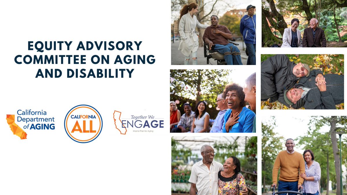CalAging's tweet photo. 📅 #SaveTheDate May 18 at 10 a.m. (PT) the Equity Advisory Committee on Aging and Disability will meet to plan and implement the Master Plan for Aging (MPA) aging and disability programs and services. 

👉 Join via Zoom: https://t.co/fnhOzPabIM https://t.co/5gyXnbmuk4
