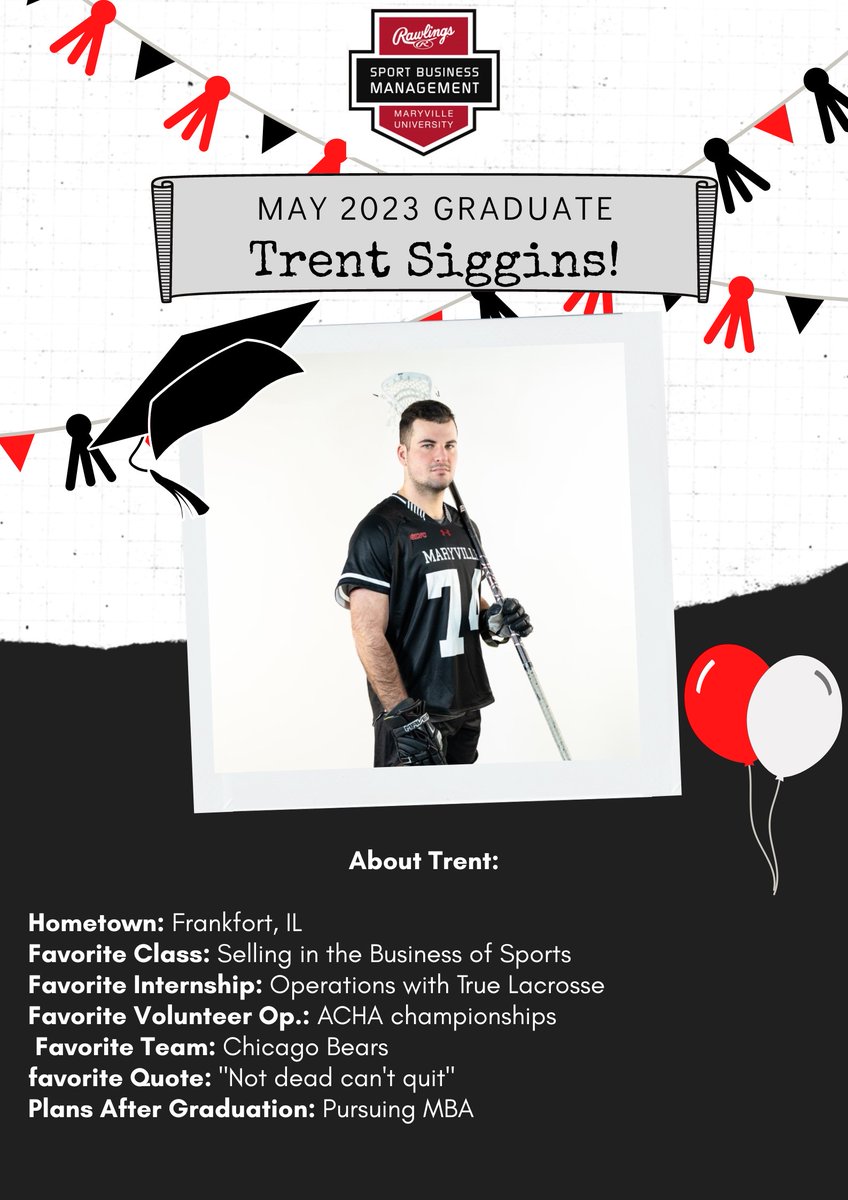 Rawlings Sport Business Management Program (@mursbm) on Twitter photo Congratulations Trent Siggins on graduating from the Rawlings Sport Business Management program at Maryville University! #BigRedM #SaintStrong
<a href="/musportbiz/">Jason M. Williams</a> <a href="/DanielSportBiz/">Daniel Schmidt, MBA</a> Congratulations Trent Siggins on graduating from the Rawlings Sport Business Management program at Maryville University! #BigRedM #SaintStrong
<a href="/musportbiz/">Jason M. Williams</a> <a href="/DanielSportBiz/">Daniel Schmidt, MBA</a>