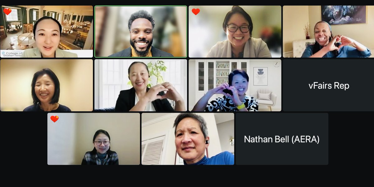 Judy_Reach's tweet photo. Grateful to @AERA_EdResearch @REAPAgrads for giving us an opportunity to be in virtual community ❤️ #BlackAsianSolidarityCollective 🙌 We also have the most Awesome &amp; Caring Ph.D. students @TeachersCollege @TC_OTE &amp; English teachers on the planet! @DavidBeauzil @MsLiu_in_EDU https://t.co/K5w9UR4zZv