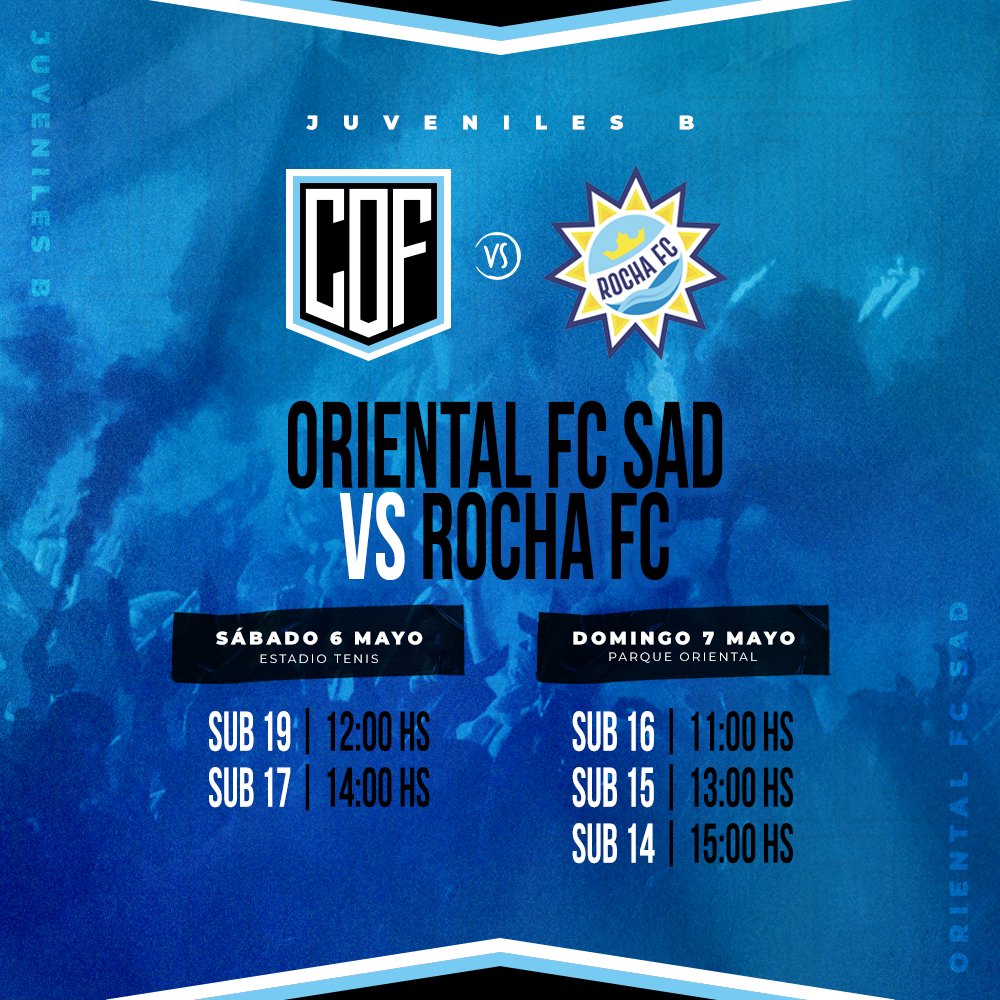 Fecha 4 para los juveniles de Oriental. Este finde contra @rochafutbolclub #VamosLosPibes #VamosOriental