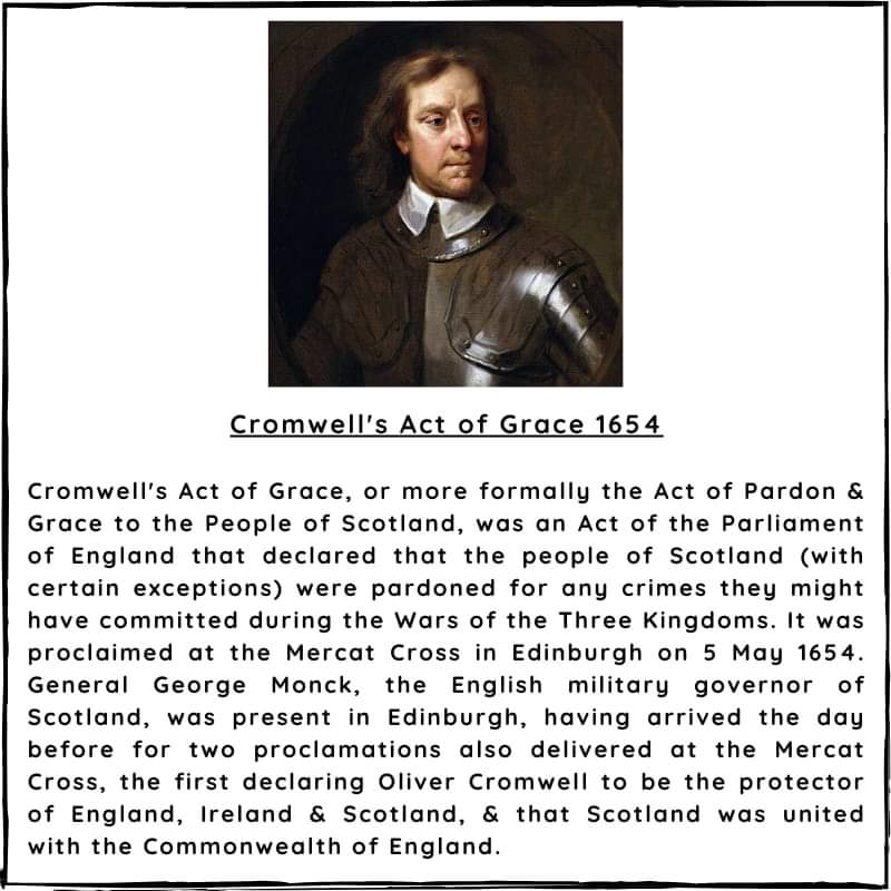 BritishHistorym's tweet photo. #otd 5 May 1654 – Cromwell's Act of Grace, aimed at reconciliation with the Scots, proclaimed in Edinburgh.

#olivercromwell #Actofgrace #Edinburgh  #onthisdayinhistory https://t.co/PF6HAVVqjD