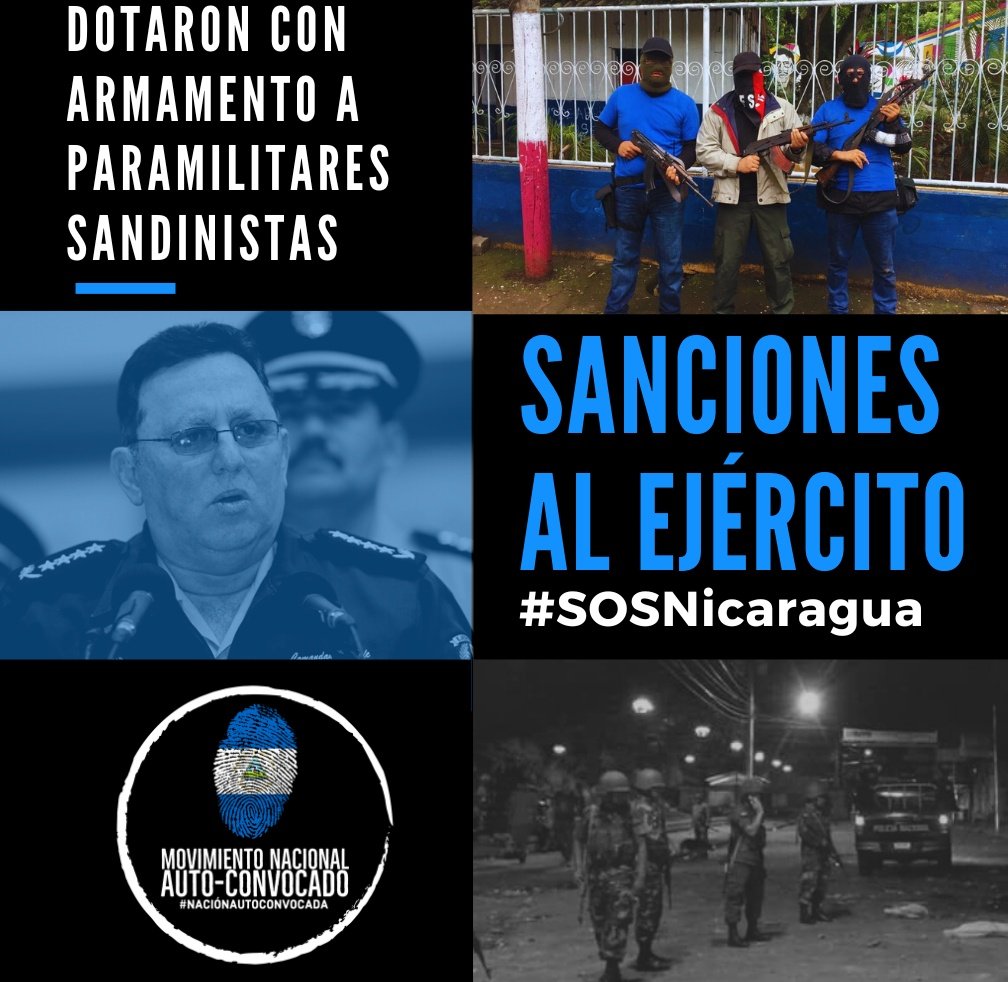 nicaclic's tweet photo. El FSLN es terrorismo, corrupción y crímen organizado. Debemos apoyar toda campaña que sea para pedir sanciones a ésta estructura del régimen, el ejército fue y es parte de los crímenes de lesa humanidad cometidos a nuestros hermanos.
#SOSNicaragua 
@marcorubio @StateDept @CIDH https://t.co/fOzlhgw1fa