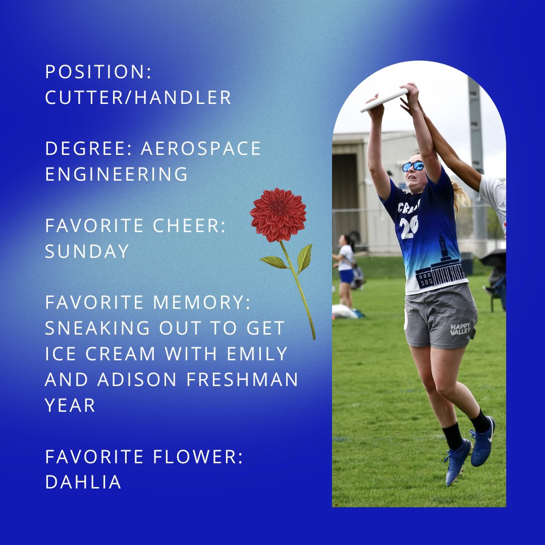 CrisisUltimate's tweet photo. The next senior shout out is CLARE!!! 🕶️☀️Thank you so much for all of your hard work as both a player and captain. Good luck at your job! The airplanes are shaking in their boots 🍽️ #clareeatsairplanes #sunglasssquad ✌️ https://t.co/bYLfA7yyjR