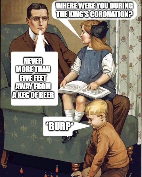 We will be open tomorrow as usual from 1pm - 7pm, pouring great beer from across the UK and hoping that the flyover isn't cancelled - I think we'll all had it up to here with #brandengagement surrounding the Coronation, but any occasion to get a buzz on, no?