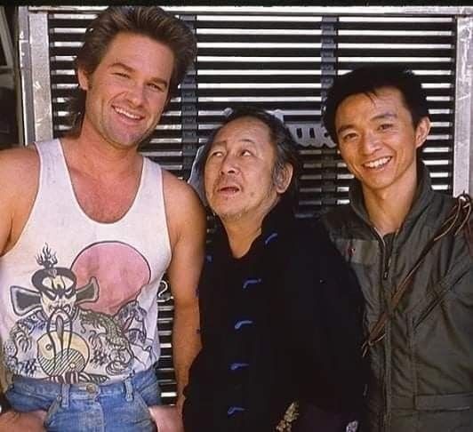 #kurtrussell #victorwong & #dennisdun 'Big trouble in little china' #johncarpenter #movie #production #still (1986)