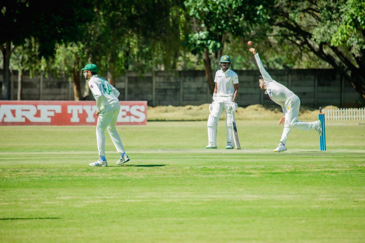 1st Four-day match - Zimbabwe A v Pakistan Shaheens Stumps (day 3) at Kwekwe Sports Club, Kwekwe Pakistan Shaheens: 521-3d Zimbabwe A: 225 & 157-1 (f/o) Zimbabwe A trail by 139 runs. #ZIMvPAK