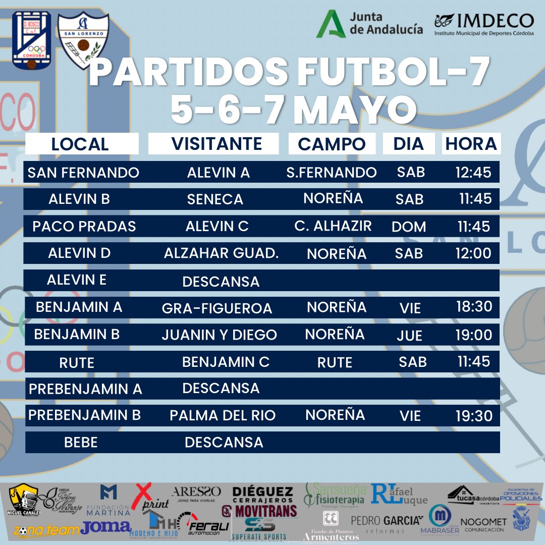 Por aquí os dejamos los partidos correspondientes a esta jornada 
Vamos blanquiazules 💙🤍💪🏻
#DBCF
#SanLorenzo