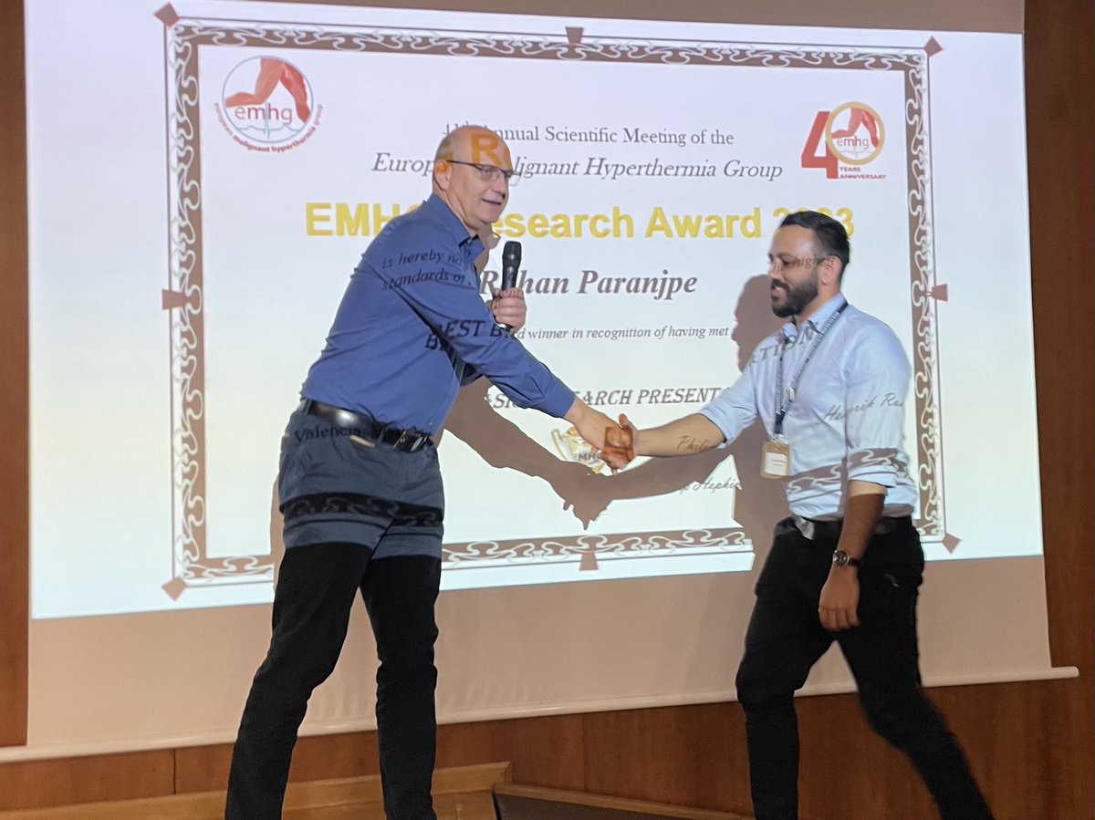 Best research presentation of the 2023 EMHG meeting goes to Rohan Paranipe. Congratulations!