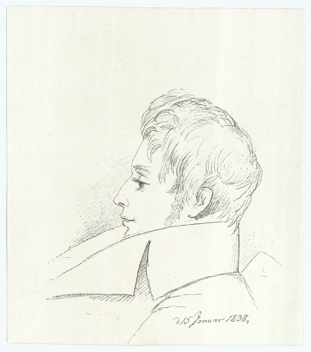 Another lovely drawing of Søren Kierkegaard by Niels Christian Kierkegaard, from January 15, 1838. Niels Christian was Søren's second cousin. The Royal Library, Copenhagen