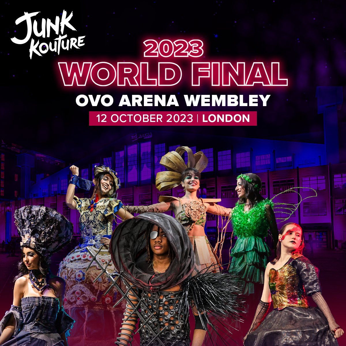 The news you've all been waiting for - London will host the 2023 World Final of Junk Kouture!!! 🌎✨ The event is set to take place on October 12, 2023, at London’s most iconic concert and events venue, the OVO Arena Wembley. 🤩 #savethedate #junkkoutureworldfinal2023