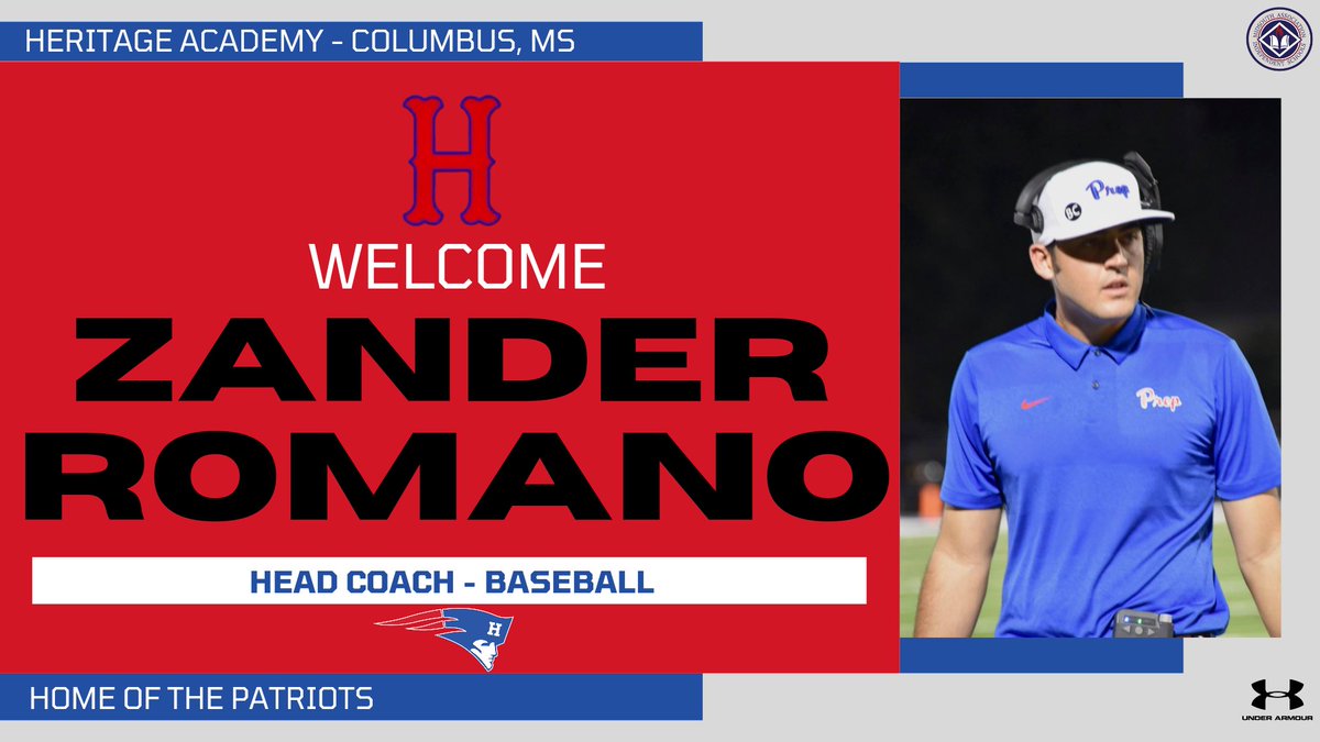 Heritage Academy Athletics | HSN (@hapatriotsports) on Twitter photo Heritage Academy is proud to announce our new <a href="/HA_PatsBaseball/">Heritage Academy Baseball</a> Head Coach Zander Romano (<a href="/Zander_Romano/">Zander Romano</a>)! Welcome to the Heritage family Coach Romano! #FAMILY Heritage Academy is proud to announce our new <a href="/HA_PatsBaseball/">Heritage Academy Baseball</a> Head Coach Zander Romano (<a href="/Zander_Romano/">Zander Romano</a>)! Welcome to the Heritage family Coach Romano! #FAMILY