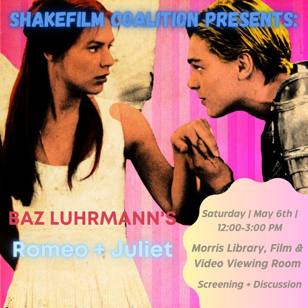 The ShakeFilm Coalition is a working group formed around the enjoyment of Shakespeare adaptations, reading one Shakespeare play per semester, then watching/discussing a handful of varying adaptations of said play.

It's gonna be silly, fun, and wacky! All are welcome!