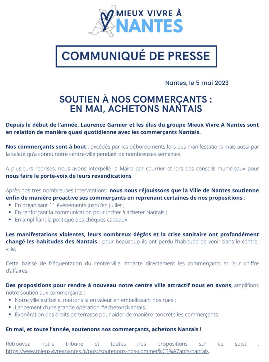 MVANantes's tweet photo. 🔴 En mai, et toute l’année, soutenons nos commerçants, #AchetonsNantais !
Nous nous réjouissons que la Ville de #Nantes soutienne enfin de manière proactive ses commerçants en reprenant certaines de nos propositions. https://t.co/ZyGIx1AuKo