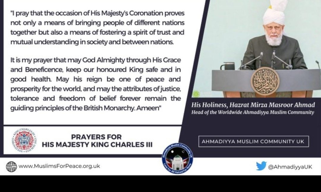From #London #BaitulFutuh to #Keighley #BaitulHaleem our #Ahmadiyya Mosques and Mission Houses up and down the UK display our best wishes to #HisMajesty #KingCharles