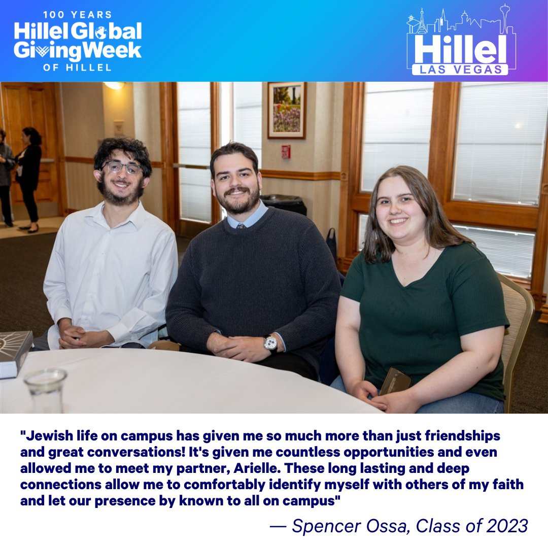 HillelLV's tweet photo. It's not too late to make a difference! Join us for Hillel Global Giving Week and support Jewish students around the world. Together, we can create a brighter future for the next generation. Donate today 👉🏼 https://t.co/ZHPz68Jxui

#hillel #hggw #unlv #Hillelsofnevada https://t.co/F2DiomaLZE