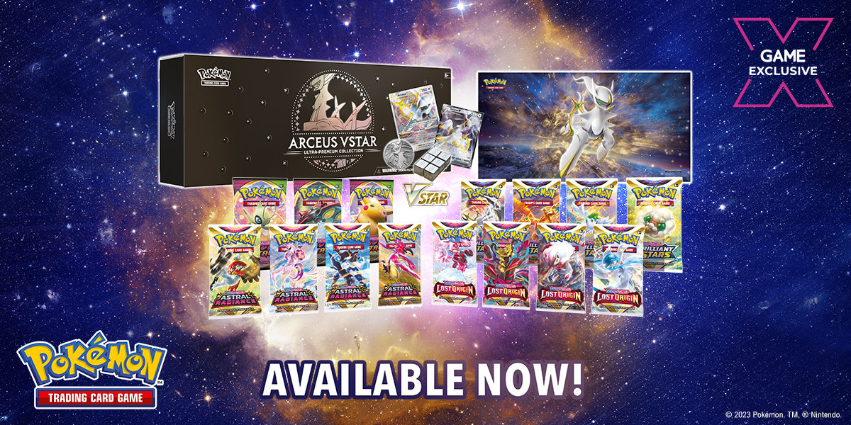 The wait is over... The GAME Exclusive Pokmon TCG Arceus VSTAR Ultra-Premium Collection is out now! Get yours here https://t.co/jSEgcJwXEu The wait is over... The GAME Exclusive Pokmon TCG Arceus VSTAR Ultra-Premium Collection is out now! Get yours here https://t.co/jSEgcJwXEu