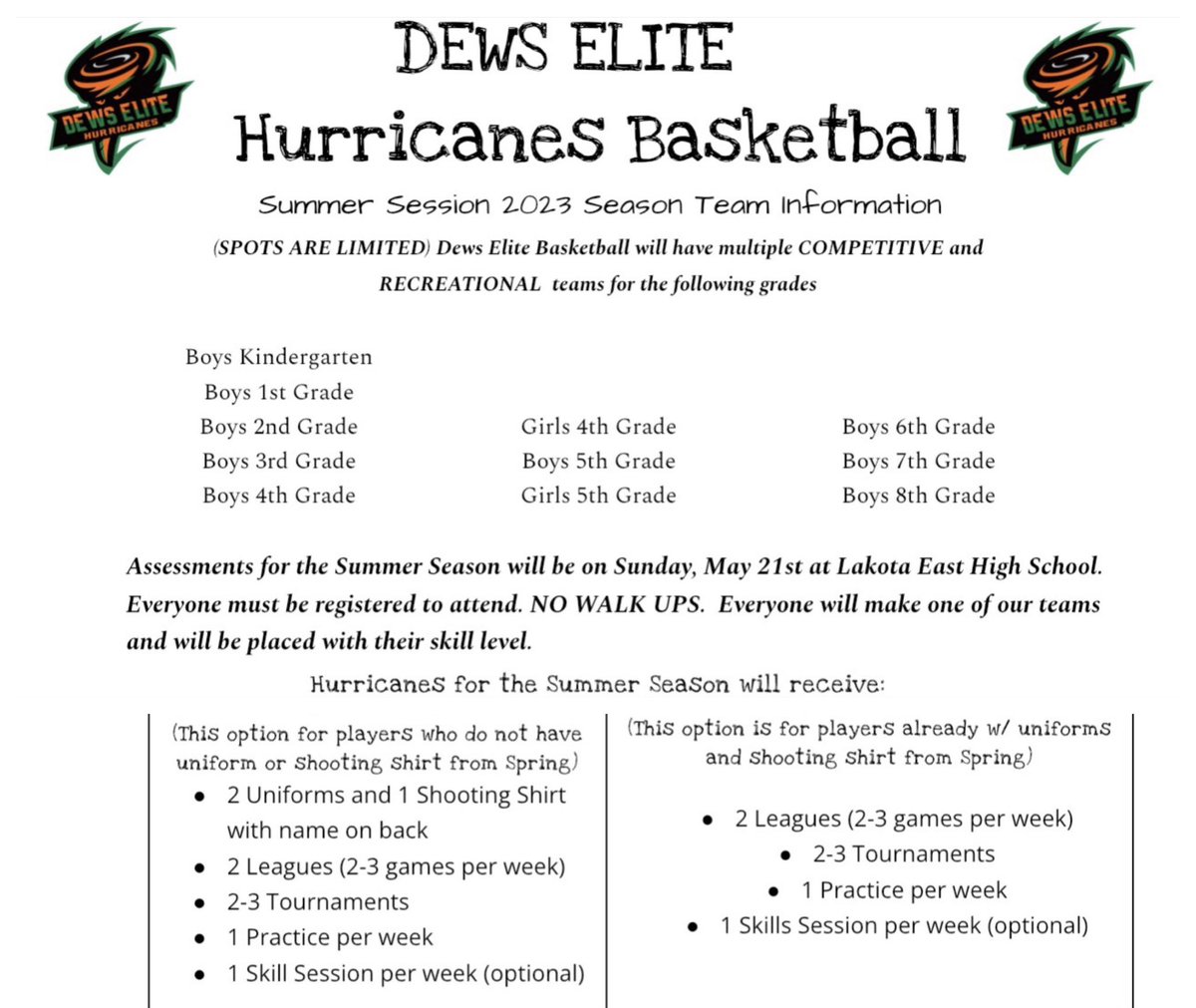 🚨<a href="/DewsElite/">DewsElite</a> SUMMER BASKETBALL SIGN UPS ARE OFFICIALLY OPEN🚨
CLICK THE LINK TO SIGN UP AND JOIN DEWS ELITE THIS SUMMER! 🔽🔽
docs.google.com/forms/d/e/1FAI…

SIGN UP DEADLINE-  WHEN TEAMS ARE FULL/NEXT FRIDAY MAY 12Th! GET SIGNED UP AND GO CANES!