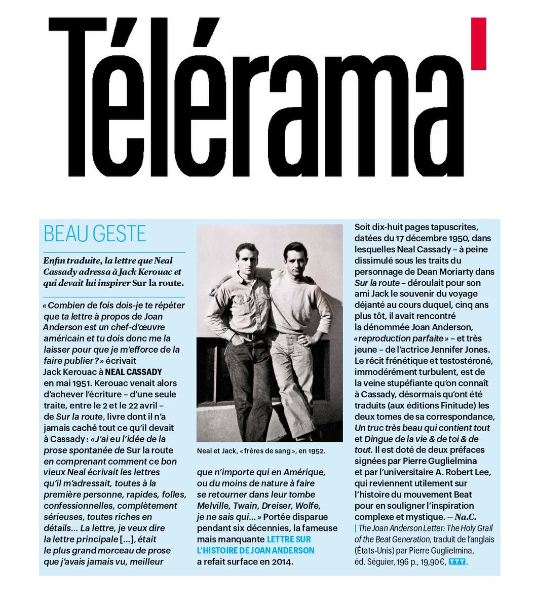 EditionsSeguier's tweet photo. "Le récit frénétique et testostéroné, immodérément turbulent, est de la veine stupéfiante qu'on connait à Cassady..."

"Lettre sur l’histoire de Joan Anderson" de Neal Cassady enfin traduite en 🇫🇷 !!!
(📖👉https://t.co/LHu2t2cTCn) 

 #beatgeneration #jakekerouac #VendrediLecture https://t.co/0o54GIlMM0