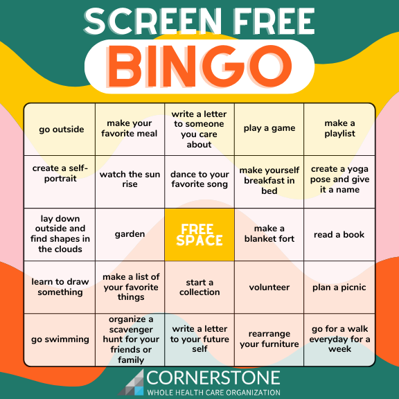 Looking for ways to get away from screens? Play our screen free bingo game!
.
.
.
#mentalhealth #mentalwellness #mentalhealthtips #selfcare #mentalhealthawareness #screenfree #socialmedia #cwho #mentalhealthmatters