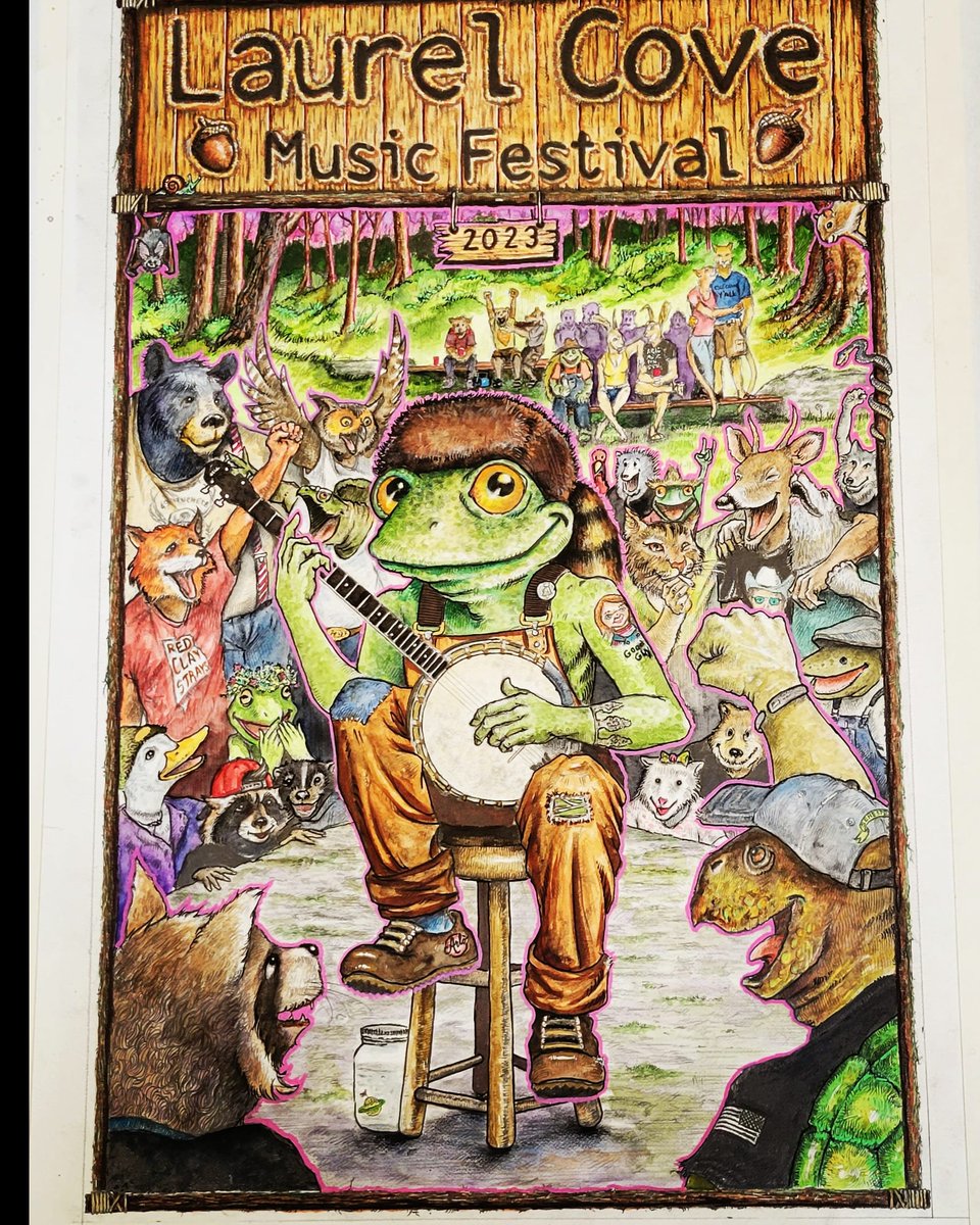 Finished @LaurelCoveFest poster. Whew! That took some time. #illustration #festivalart #banjofrog