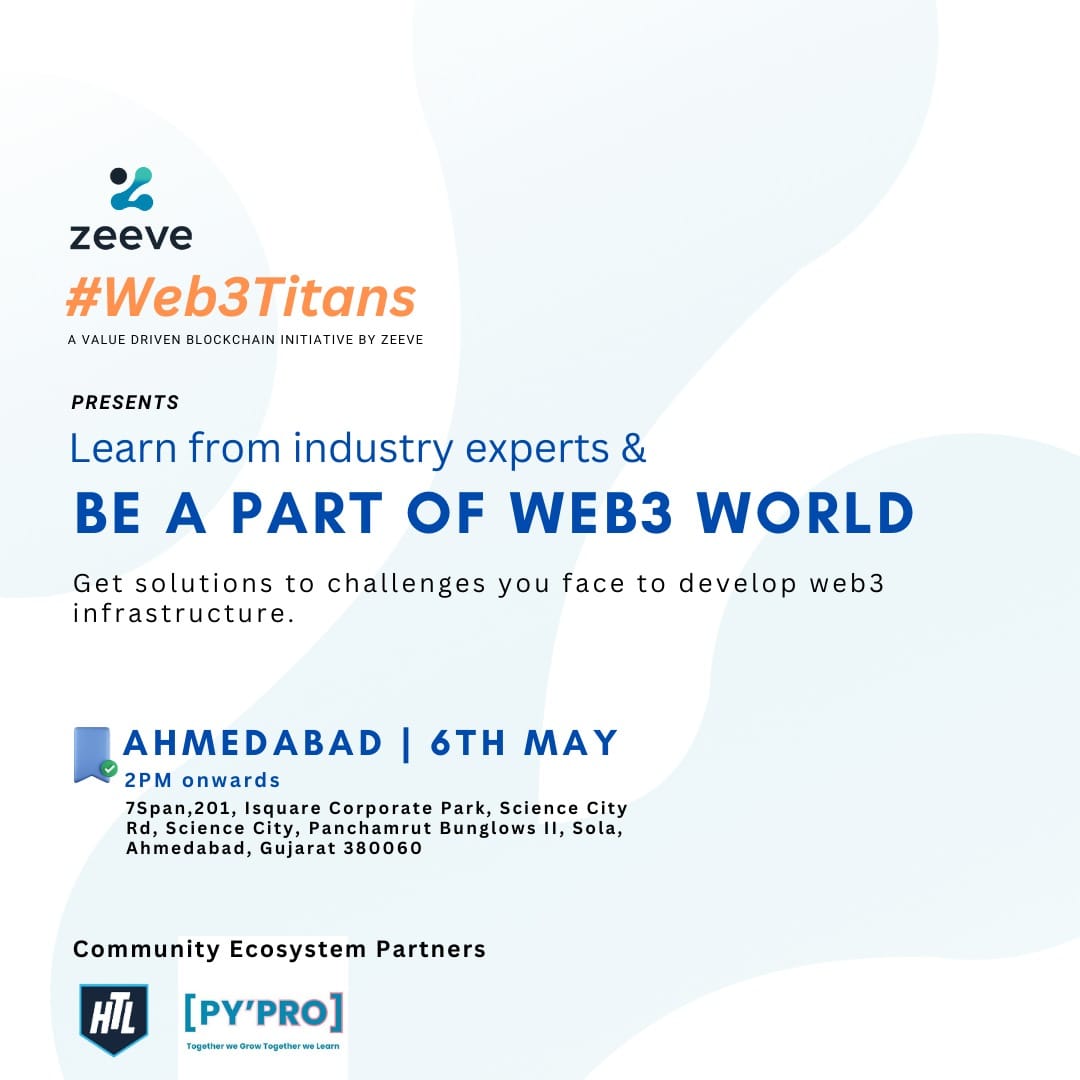 pyprocommunity's tweet photo. 👋 Hey, Ahmedabad Web3 Folks 

The new Web3 world doors are opening tomorrow 🤩
 
Are you joining 🔥

🔗 Link: https://t.co/JLDUQuU08i

#Web3 https://t.co/NcPOezwgjq