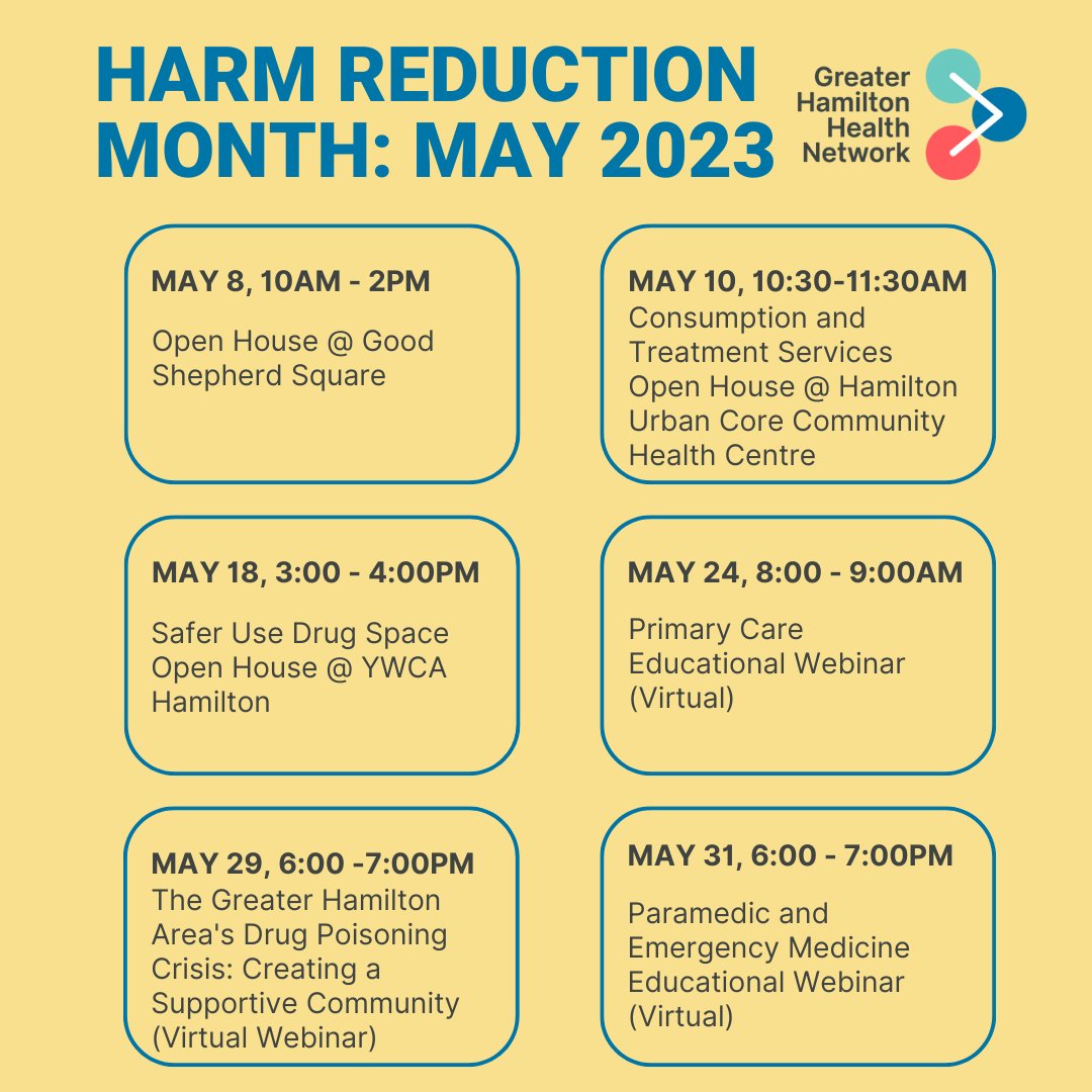 GoodShepherdHam's tweet photo. May is Harm Reduction Month. In collaboration with partner agencies in #HamOnt, a host of activities have been planned for the public to attend. To learn more, visit the full events calendar here: https://t.co/Dup9aEX7mu https://t.co/TjswSvkqa9