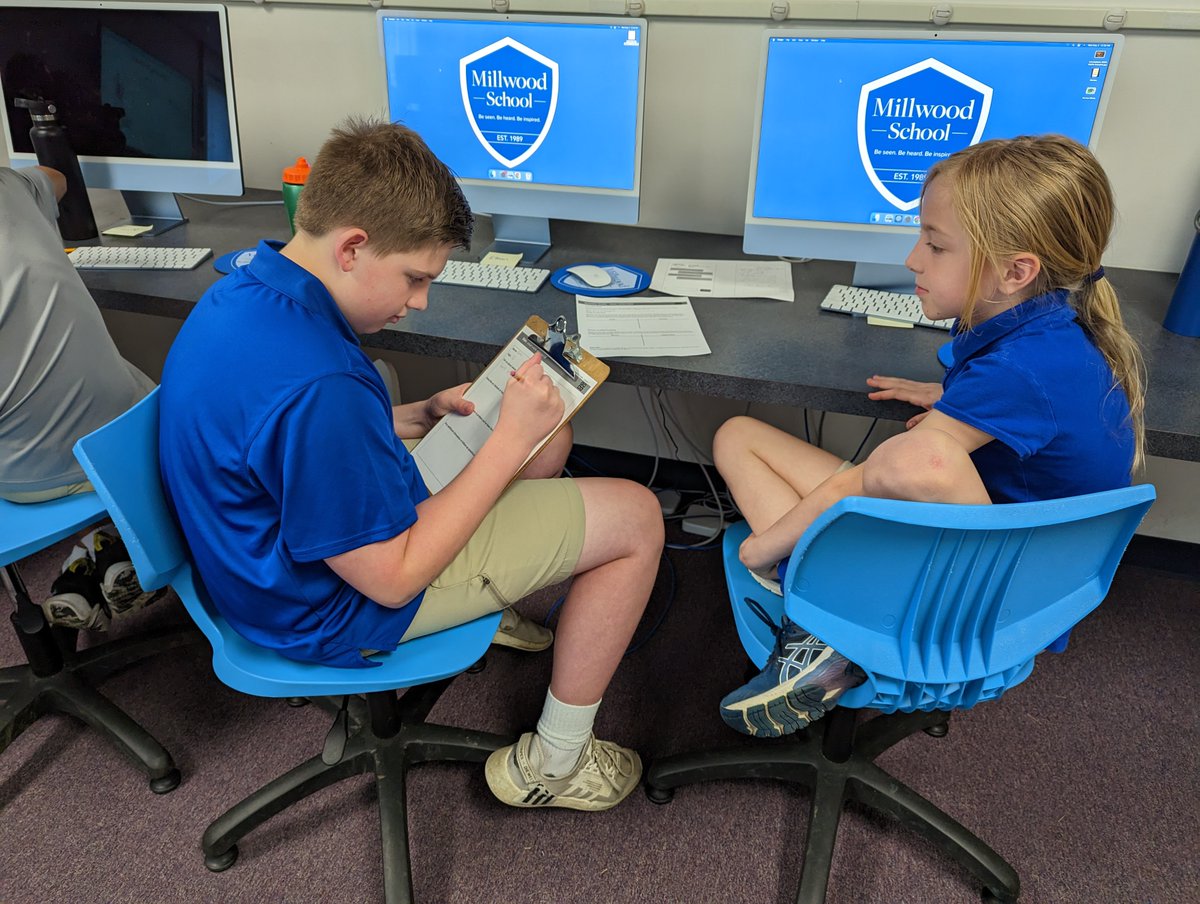 MillwoodSchool's tweet image. In Design class the sixth graders showed the fifth graders an existing app they were practicing redesigning. The sixth graders then interviewed the fifth graders to find out their hobbies, interests, and needs. They will get together soon to test the designs. #DesignClass