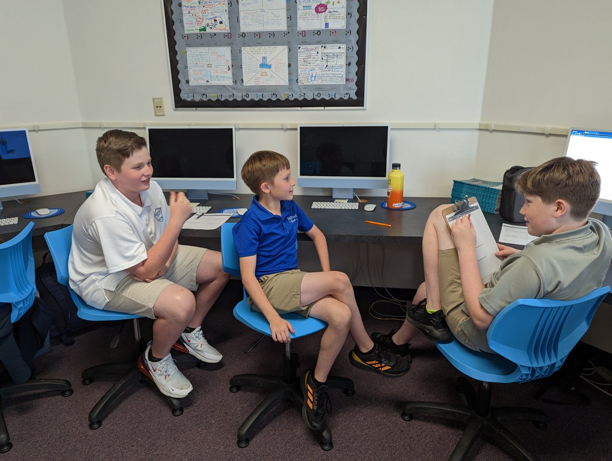 MillwoodSchool's tweet image. In Design class the sixth graders showed the fifth graders an existing app they were practicing redesigning. The sixth graders then interviewed the fifth graders to find out their hobbies, interests, and needs. They will get together soon to test the designs. #DesignClass