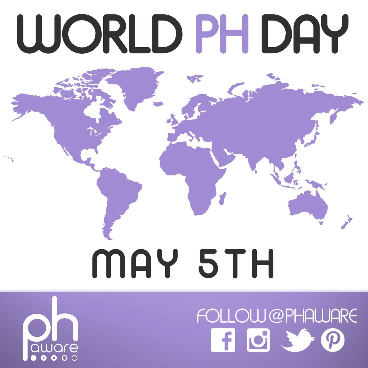 WORLD PULMONARY HYPERTENSION DAY IS MAY 5TH. HELP MAKE THE WORLD #PHAWARE BY SHARING INFO ABOUT #PULMONARYHYPERTENSION, A RARE, LIFE-THREATENING DISEASE THAT AFFECTS THE ARTERIES OF THE LUNGS AND CAN LEAD TO RIGHT HEART FAILURE. #WORLDPHDAY2023 PHAWARE.GLOBAL