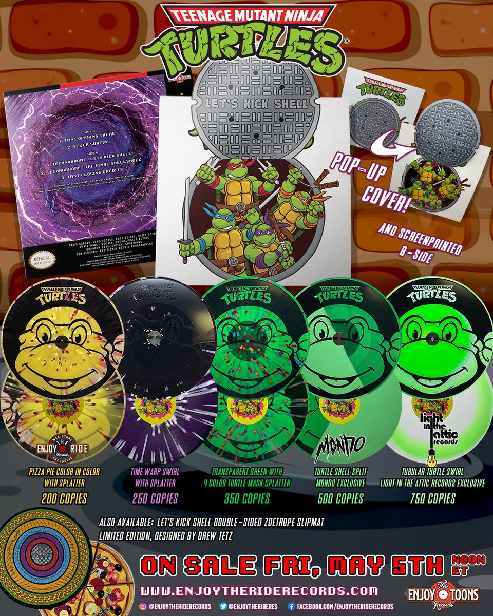 EnjoytherideRES's tweet photo. On sale NOW at https://t.co/KZZge31tJV :@drewtetz Zoetrope slipmat along with our #TMNT #LetsKickShell Repress in new limited edition themed color variants. Both moving fast so grab one while supplies last if your interested https://t.co/J86JdUhy2v