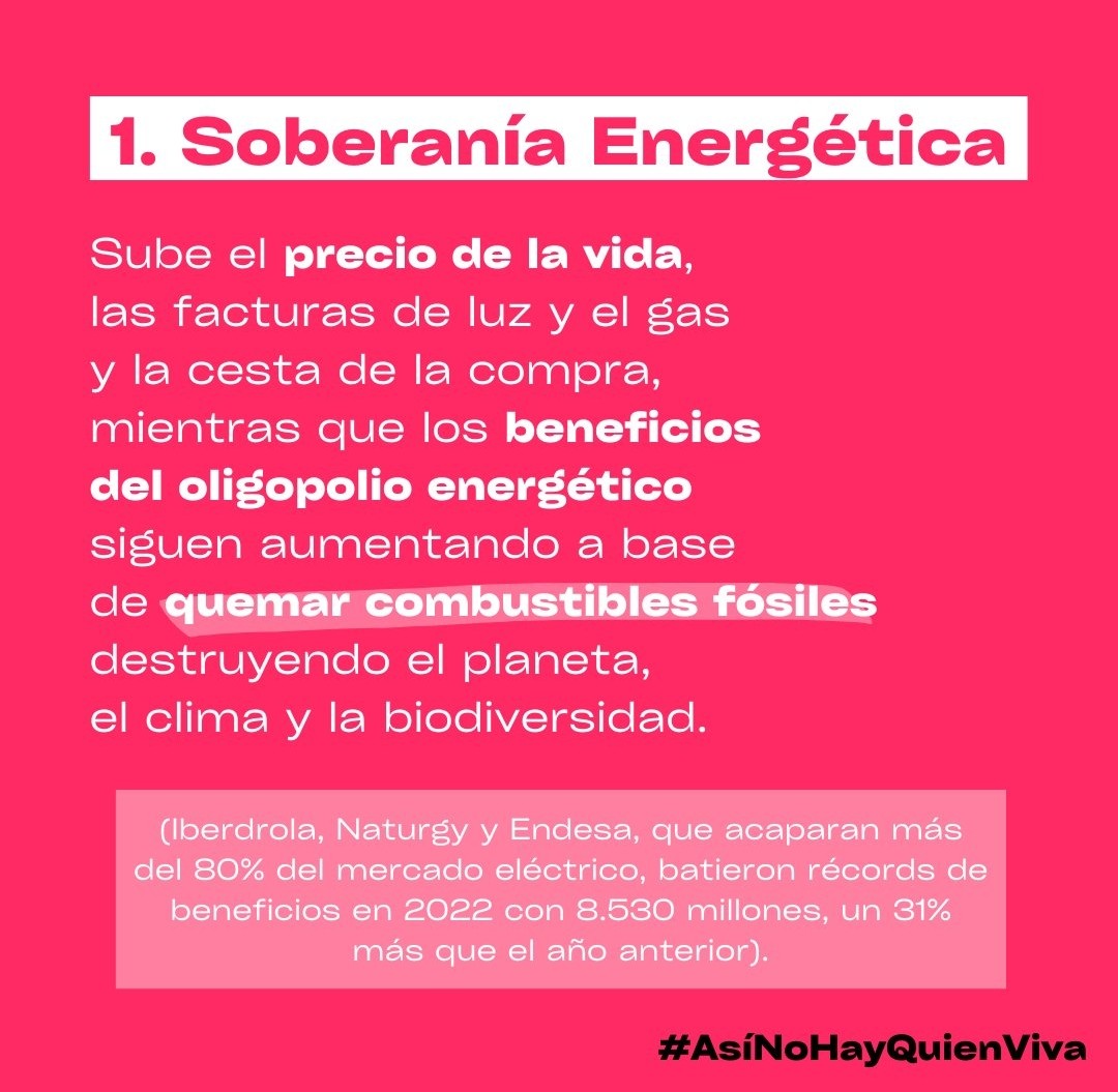 Mientras, intentan ralentizar el autoconsumo y las comunidades energéticas de participación ciudadana.

⚡La producción de energía debe dejar de estar secuestrada por el oligopolio 🏭

#AsíNoHayQuienViva
