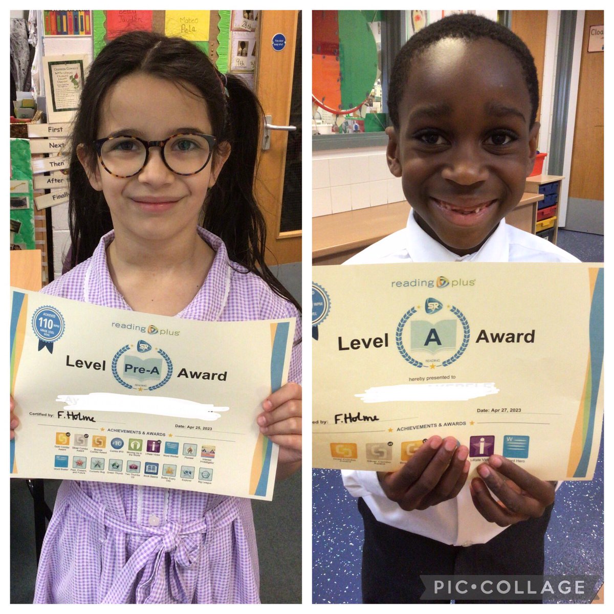This week we had a couple of children who received certificates for Reading Plus. Keep up the good work!😊⭐️