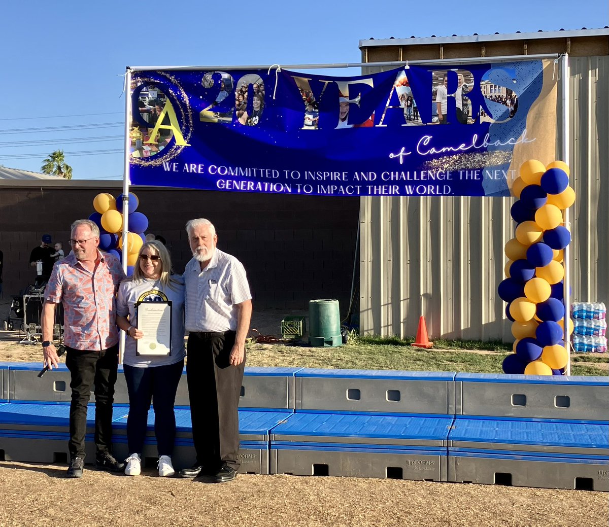 MayorWeiers's tweet image. It was a pleasure to attend Camelback Academy Charter School’s 20th Anniversary celebration last night. What a fun event! I surprised them and declared it Charter Schools Week in Glendale and then presented the Proclamation to James &amp;amp; Karen Kordon. #CharterSchool #GlendaleAZ