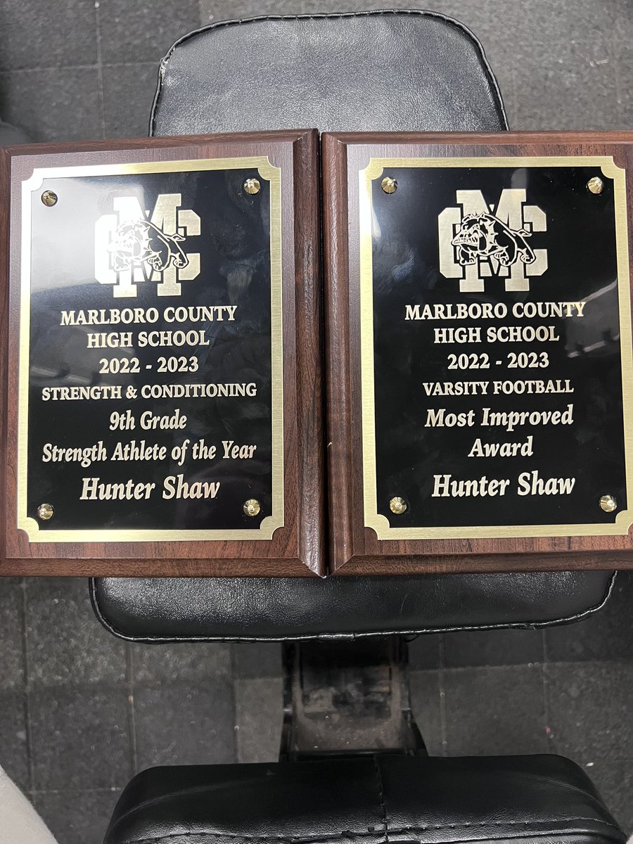 Hunter07Shaw's tweet photo. @MCHSFB @CoachQMac @MCHSAthlete @ClemsonFB @CoastalFootball  I really appreciate the trophy’s @MCHSFB https://t.co/7vrNgI2Lh7
