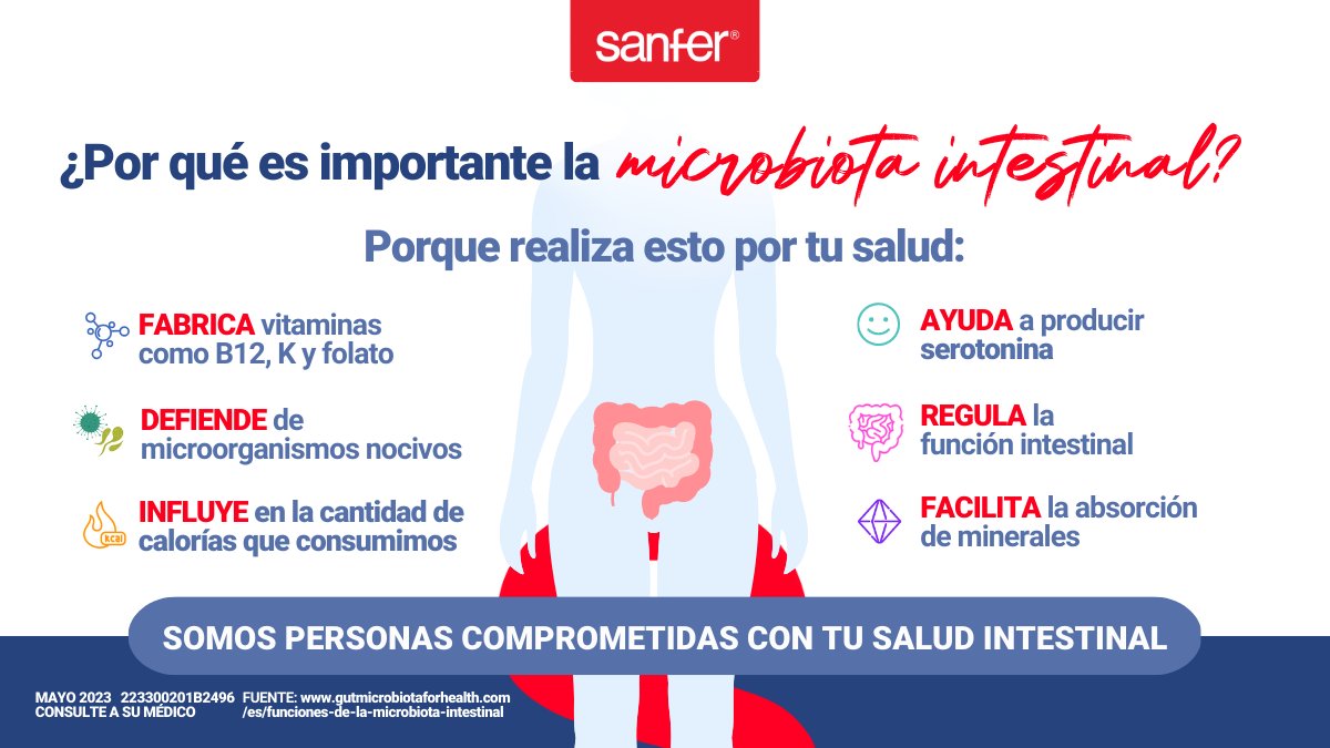 La #microbiota intestinal es el grupo de bacterias buenas que viven en nuestro #intestino y que desempeñan tareas muy importantes para regular nuestro bienestar, por ello es esencial cuidarla consumiendo #prebióticos y #probióticos. #SaludDigestiva