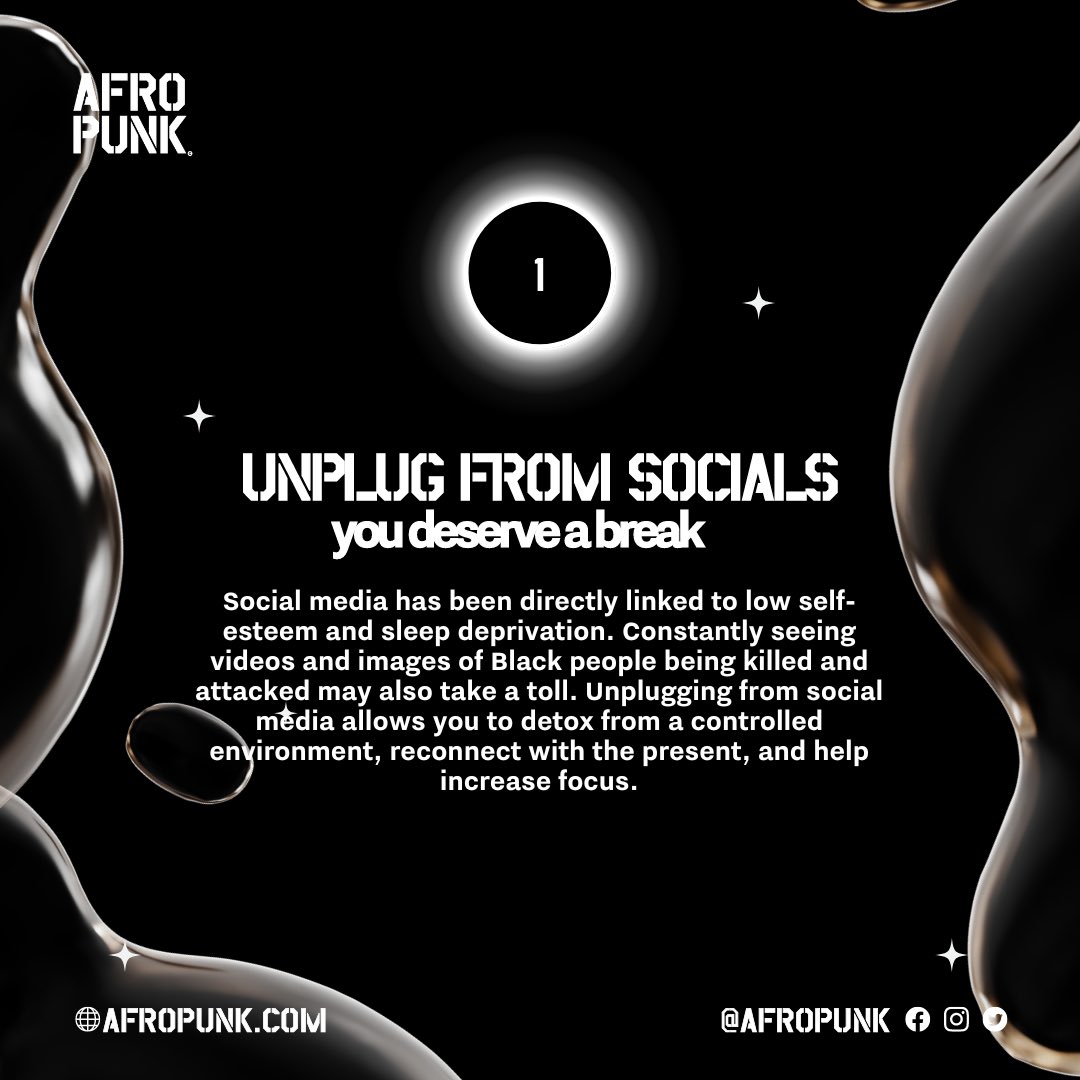 afropunk's tweet photo. There's more to Black life than pain and trauma. Joy is an essential part of our lives and experiences. Black joy exposes our humanity and removes the focus from our sorrows.

Here are 5 ways you can create Black joy in your lives. How do you center your Black joy?

#blackjoy https://t.co/WsYBbILBQZ