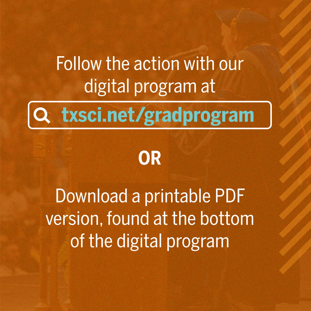 Going to the #CNSGrad23 Commencement on May 6 &amp; need a program?

Whether in person or watching live on YouTube at youtube.com/@TexasScience, a program is vital for following along.

Go to txsci.net/gradprogram to find our digital program or to download a printable PDF.