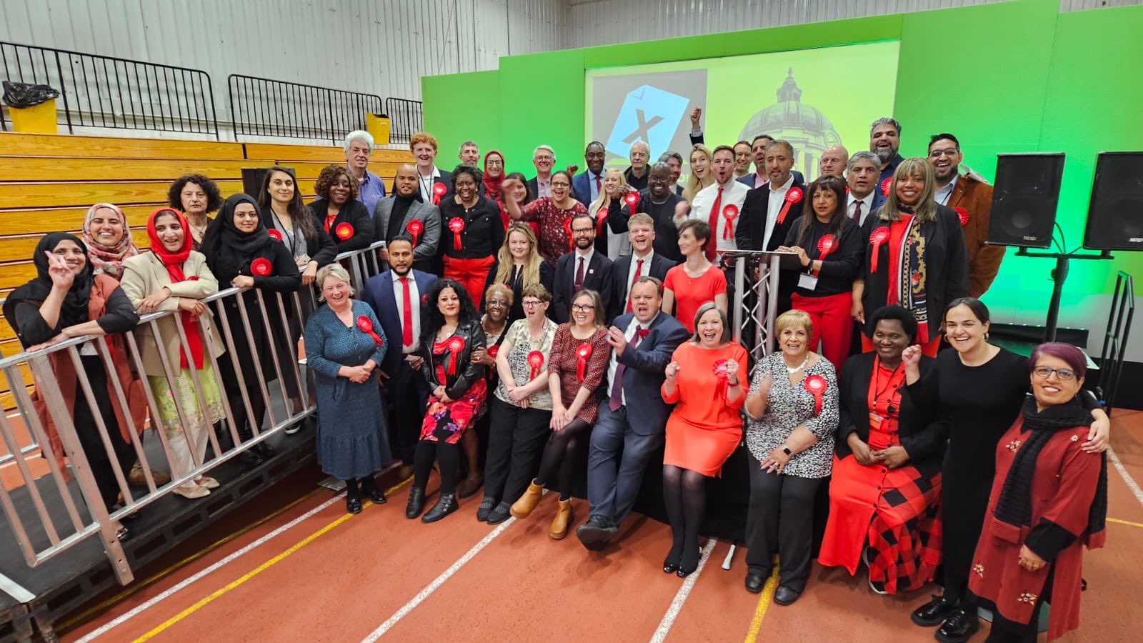 All newly and re-elected Nottingham Labour councillors plus Nadia after the election count