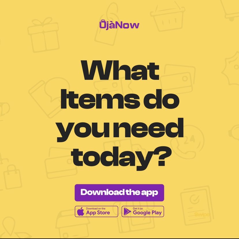 ojanowapp's tweet photo. What Items do you need from the Oja Now App Today?
#Ojanow #fastdelivery #lagosbusiness #skincare #groceries #alcohol #snacks #drinks https://t.co/j3LNrKxCmk